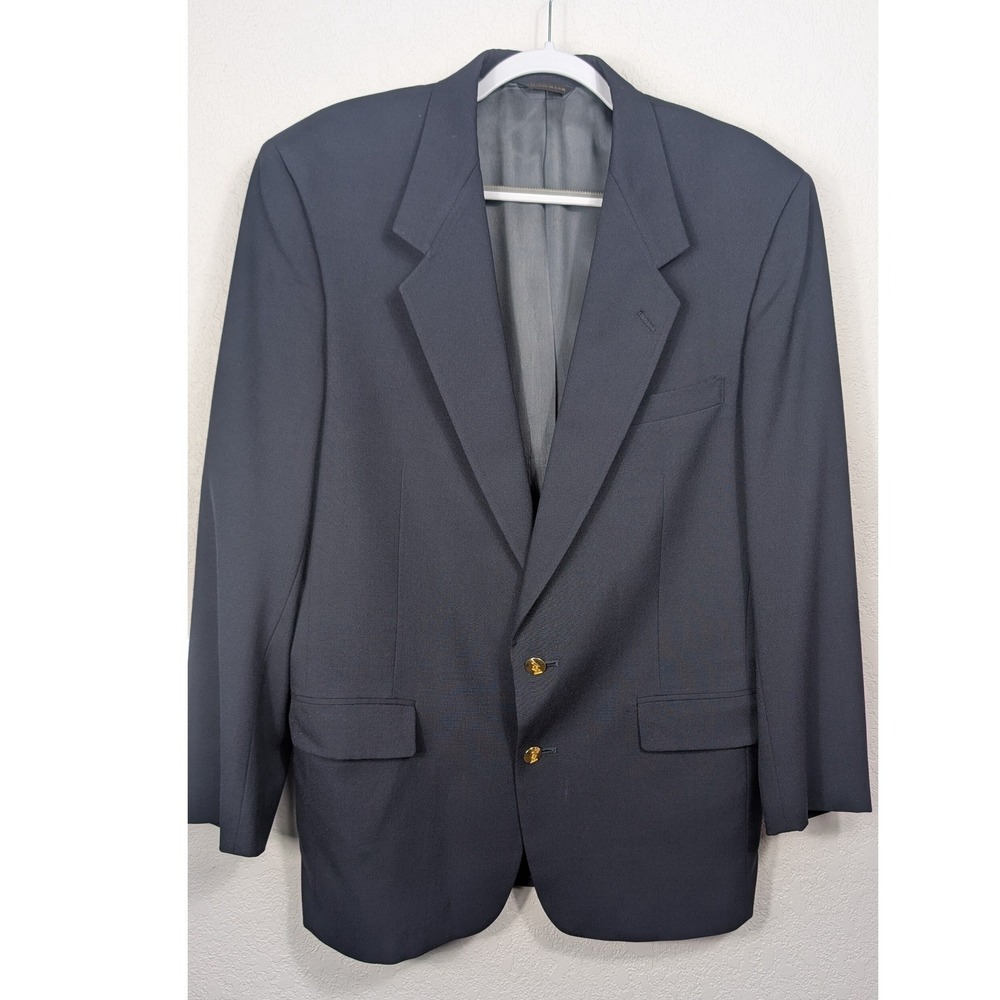 Vintage‎ Austin Reed Blazer Sport Coat Mens 42R Navy Blue Gold Buttons
